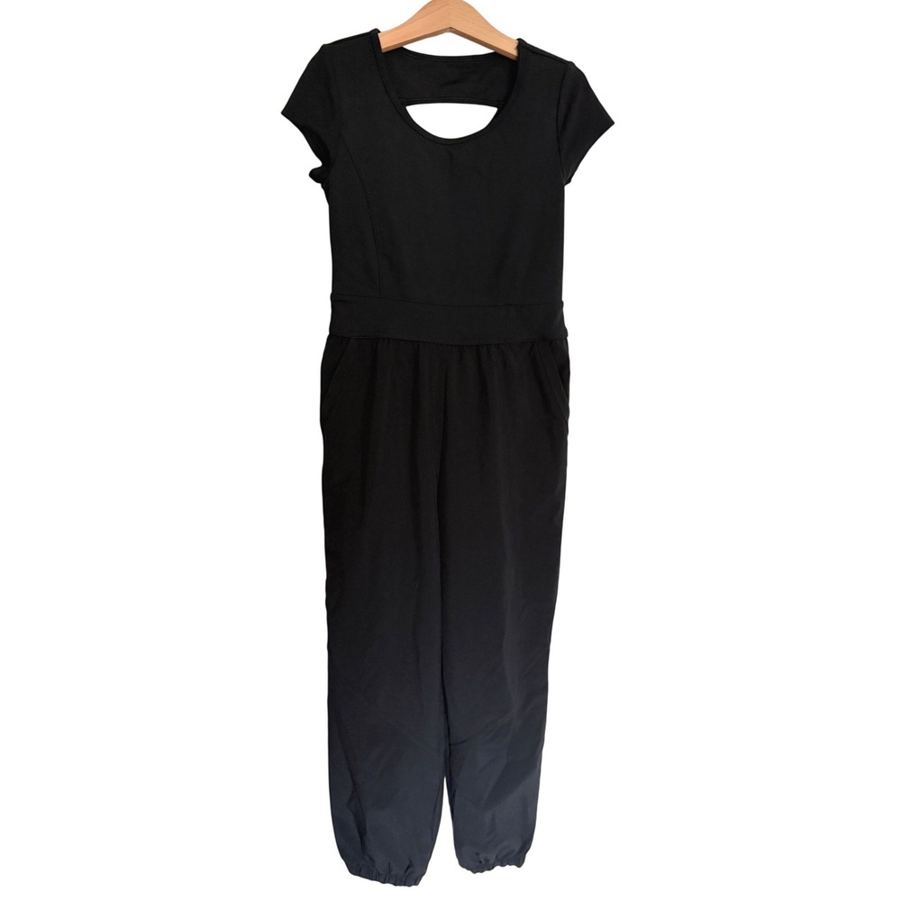 YPB Abercrombie Kids Girl's Black Athletic Jumpsuit Jogger Activewear Sz 7/8